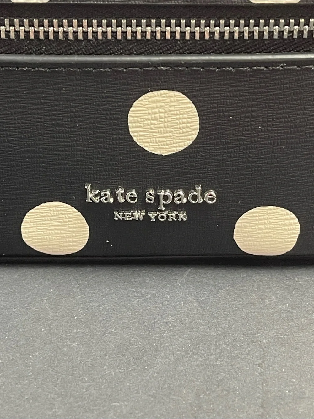 kate spade New York Black & Cream Polka Morgan Dot Sunshine Jewelry Case **RARE